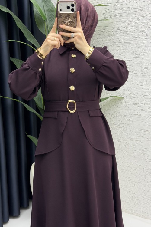 Mahira Elbise Tesettür Giyim Mürdüm