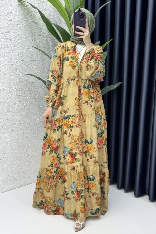 Manolya Elbise Tesettür Giyim Vizon