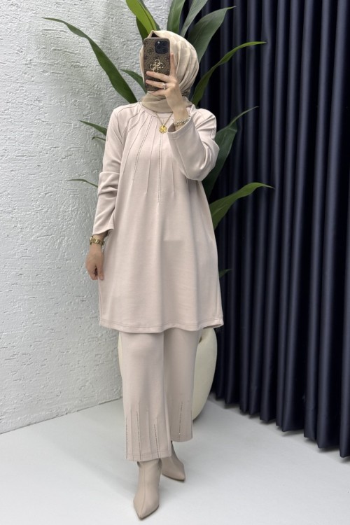 Masal Takım Tesettür Giyim  Taş Rengi