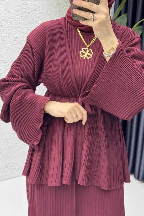 Mehru Elbise Tesettür Giyim  Bordo