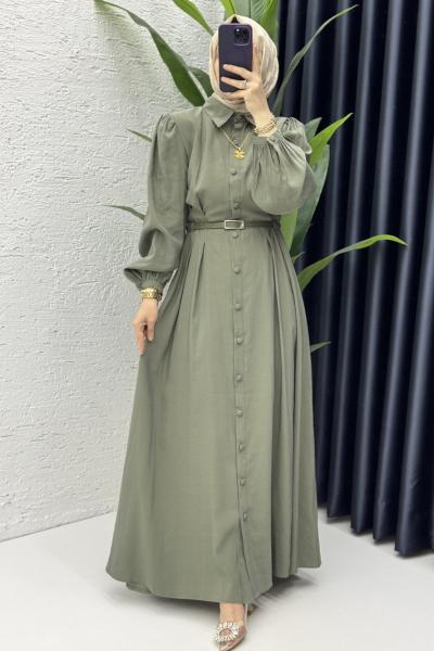 Melike Elbise Tesettür Giyim Haki