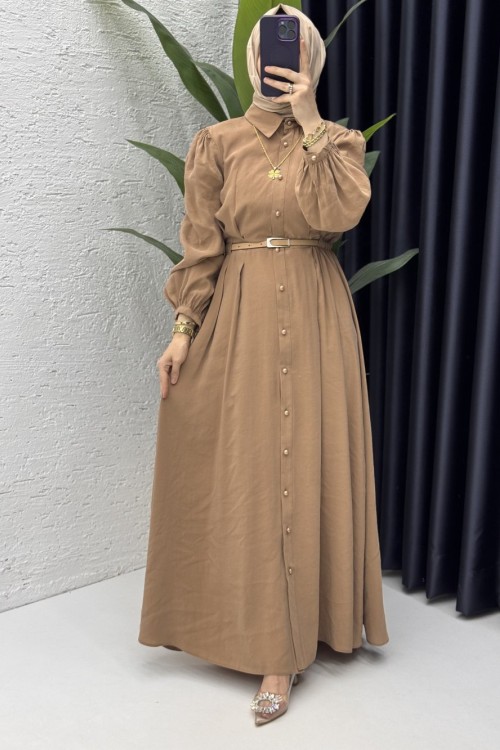 Melike Elbise Tesettür Giyim Camel