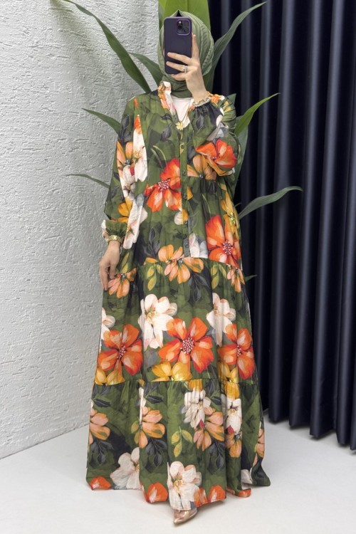 Melis Elbise Tesettür Giyim Yeşil