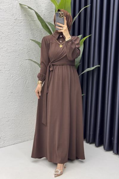 Meyra Elbise Tesettür Giyim  Kahverengi