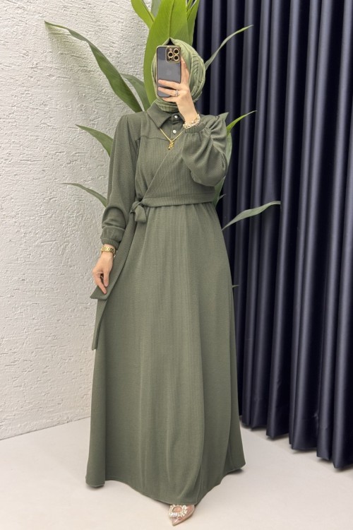 Meyra Elbise Tesettür Giyim  Haki