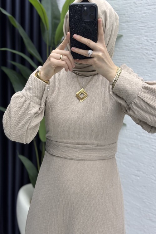 Miray Elbise Tesettür Giyim  Taş Rengi