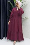 Müslin Elbise Tesettür Giyim  Bordo