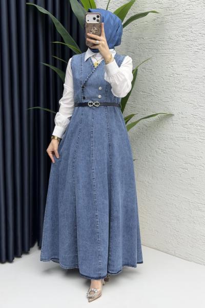 Nadide Kot Jile Tesettür Giyim Mavi