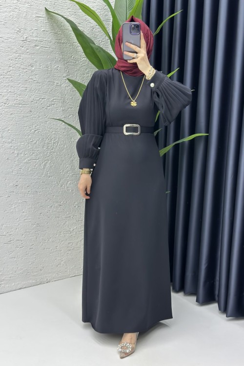 Narin Tesettür Elbise Siyah