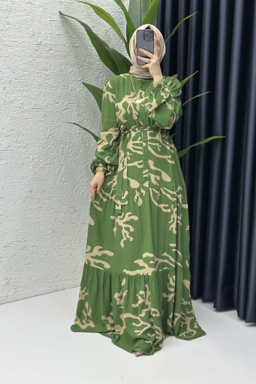 Nehir Tesettür Elbise Yeşil