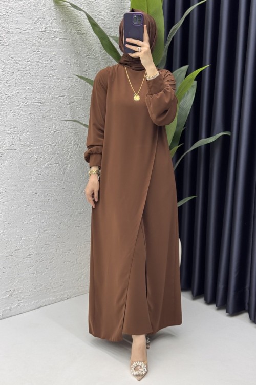 Neslişah Takım Tesettür Giyim Kahverengi
