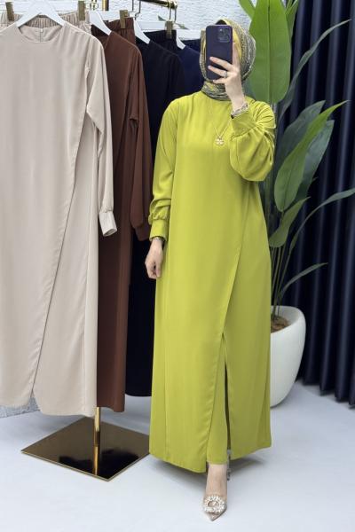 Neslişah Takım Tesettür Giyim Yağ Yeşili