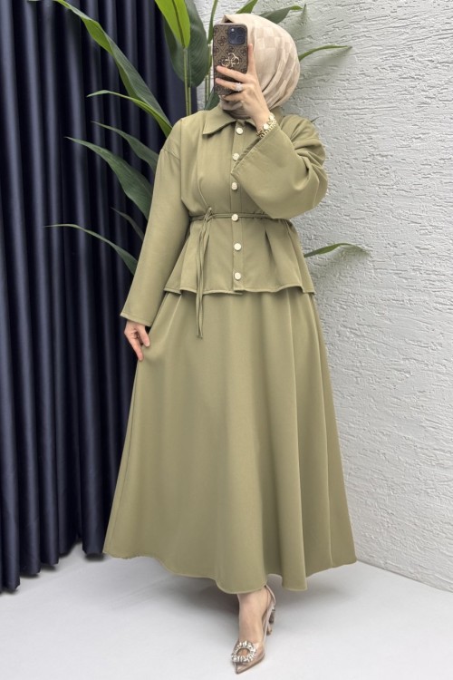 Nihal Etekli Takım Tesettür Giyim  Yeşil