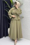 Nihal Etekli Takım Tesettür Giyim  Yeşil