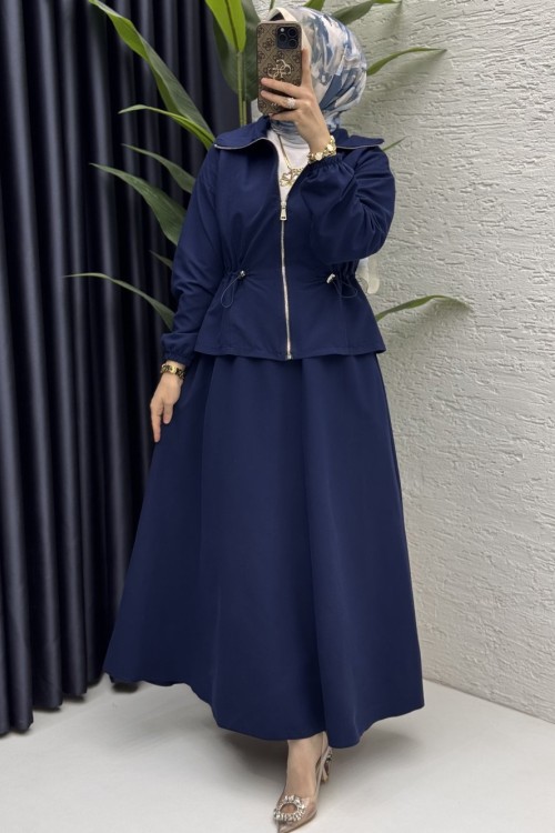 Nilay Etekli Takım Tesettür Giyim  Lacivert