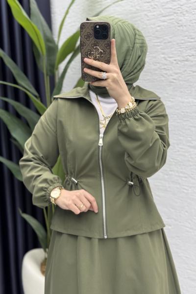 Nilay Etekli Takım Tesettür Giyim  Haki