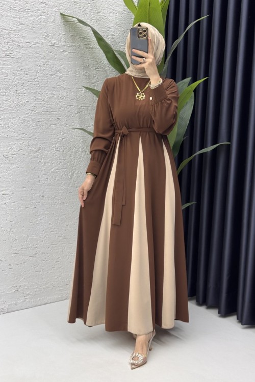 Nilhan Elbise Tesettür Giyim Kahverengi