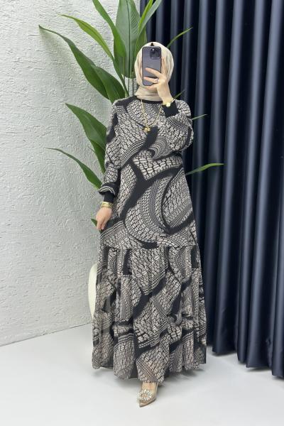 Nilüfer Elbise Vizon Siyah