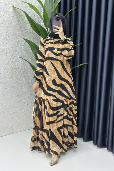 Nilüfer Elbise Hardal Siyah