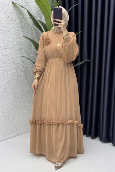 Nurşah Elbise Tesettür Elbise Camel