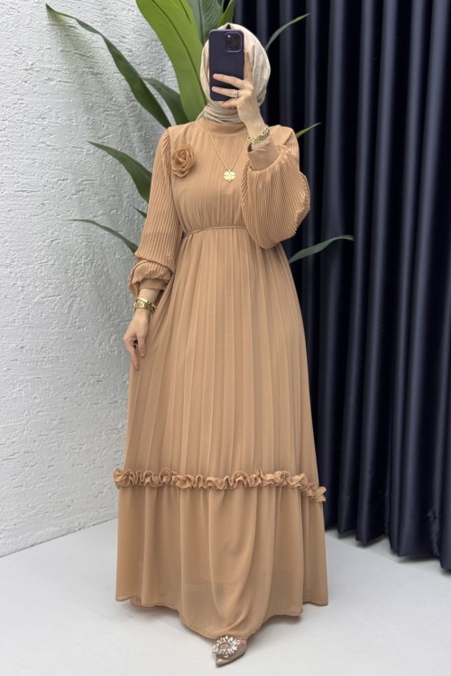 Nurşah Elbise Tesettür Elbise Camel