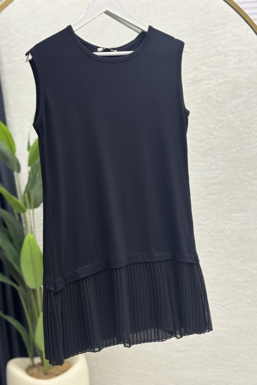 Piliseli İçlik Tunik Siyah