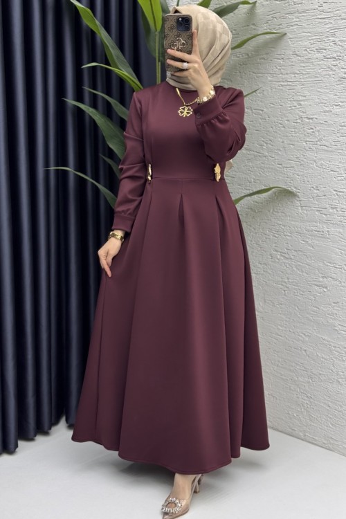 Piraye Elbise Tesettür Giyim  Bordo