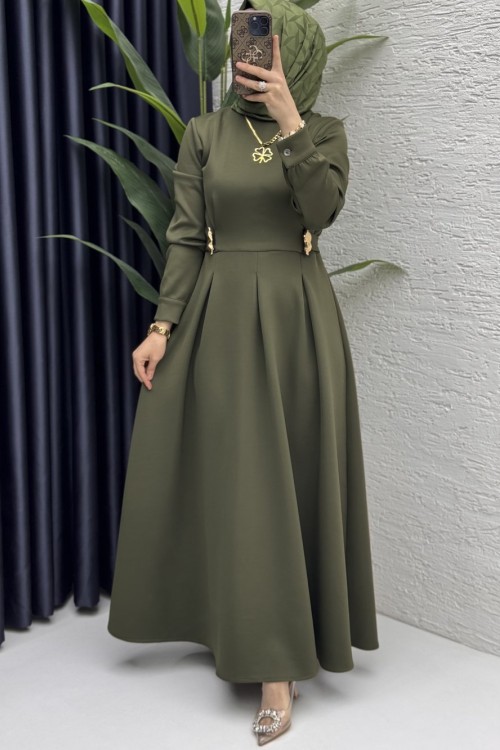 Piraye Elbise Tesettür Giyim  Haki