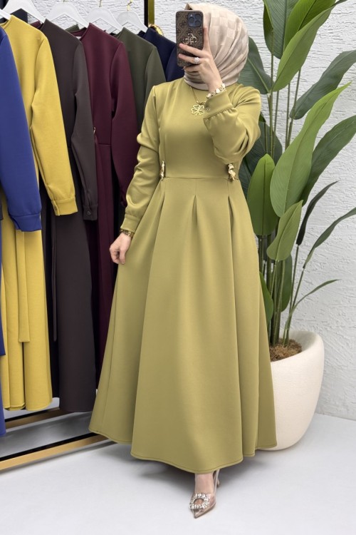 Piraye Elbise Tesettür Giyim  Yeşil