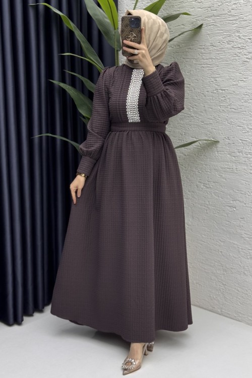 Prenses Elbise Tesettür Giyim  Mürdüm