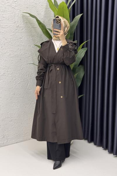 Rabia Trench Tesettür Giyim  Acı Kahve