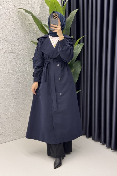 Rabia Trench Tesettür Giyim  Lacivert
