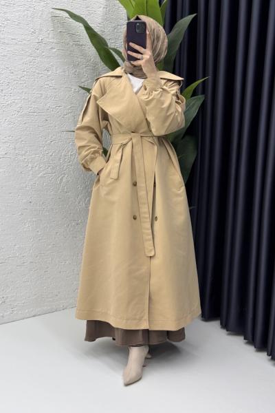 Rabia Trench Tesettür Giyim  Camel