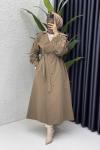 Rabia Trench Tesettür Giyim  Koyu Vizon