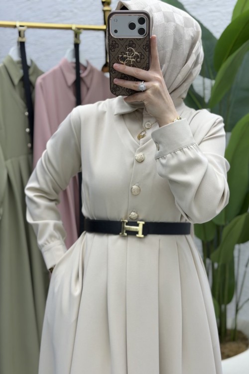 Reyyan Elbise Tesettür Giyim  Taş Rengi