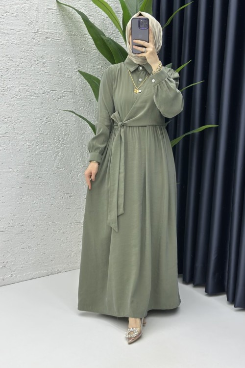Sadem Tesettür Elbise Haki