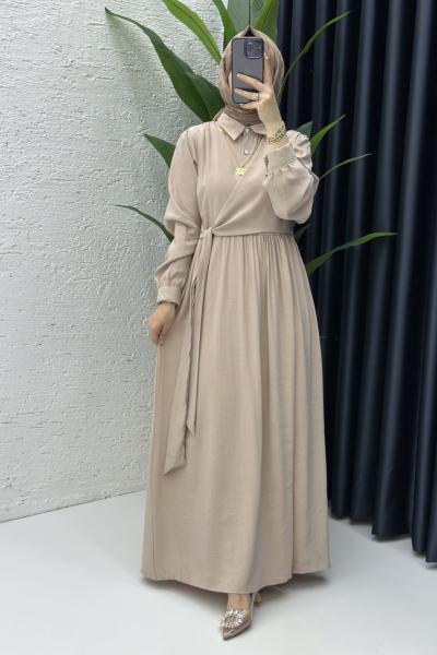 Sadem Tesettür Elbise Taş Rengi