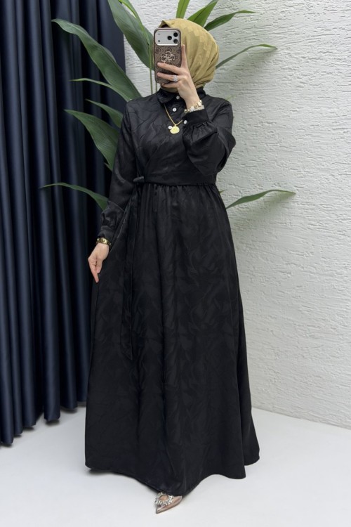 Şahika Elbise Tesettür Giyim  Siyah