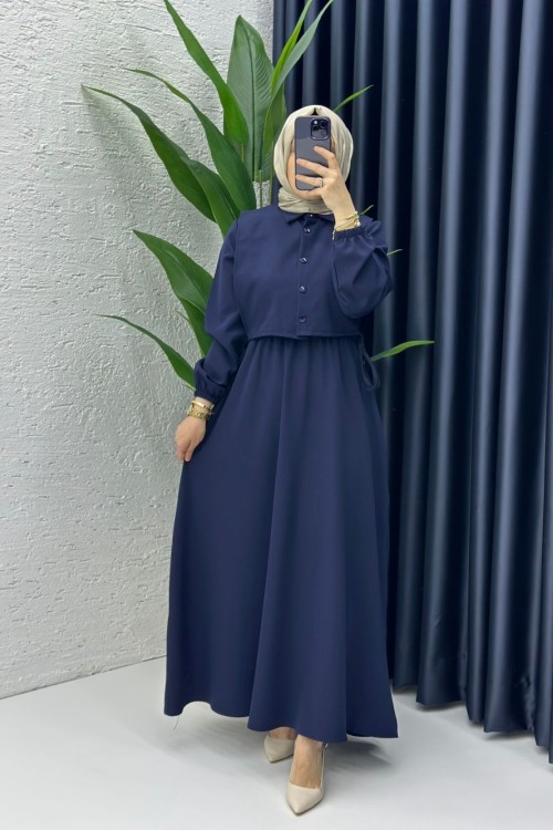 Sahre Elbise Tesettür Giyim Lacivert