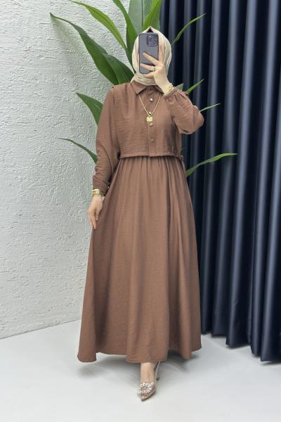 Sedef Elbise Tesettür Giyim Kahverengi