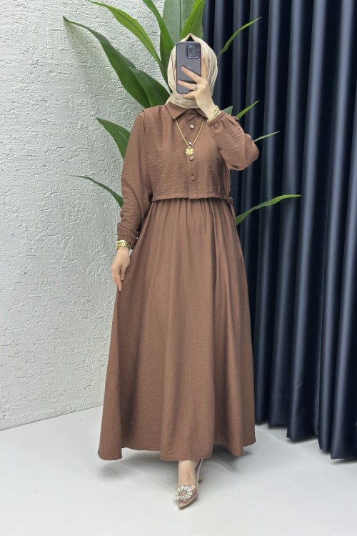 Sedef Elbise Tesettür Giyim Kahverengi