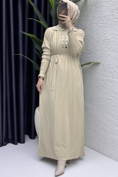 Seher Elbise Tesettür Giyim Taş Rengi