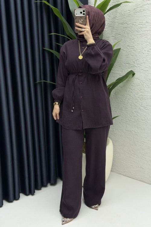 Şehnaz Pantolon Takım Mürdüm