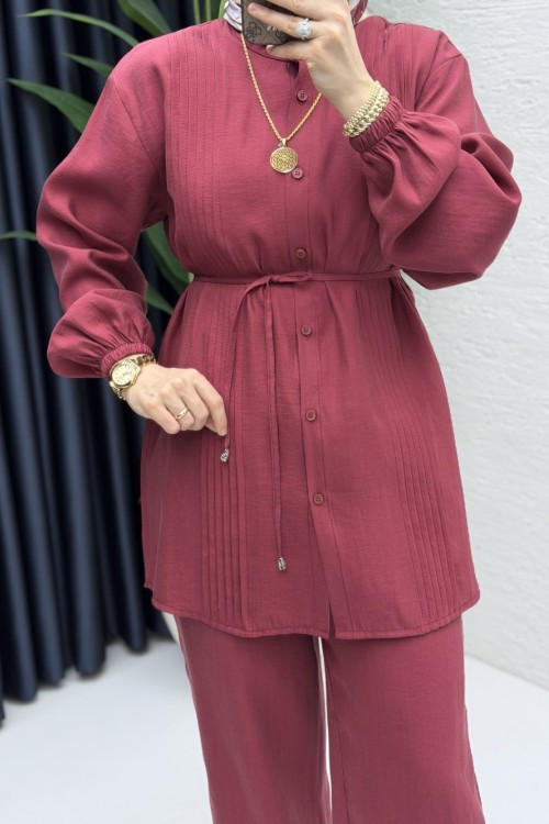 Şehnaz Pantolon Takım  Bordo