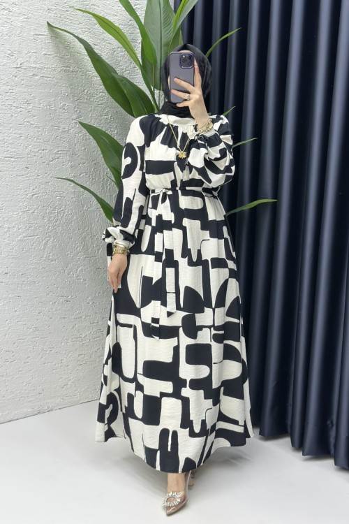 Selin Tesettür Elbise Siyah