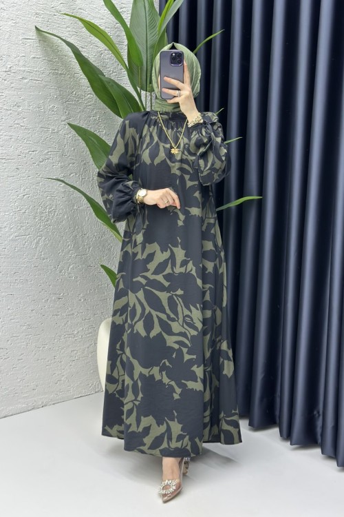 Selin Tesetür Elbise Haki