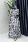 Selin Tesettür Elbise Mavi