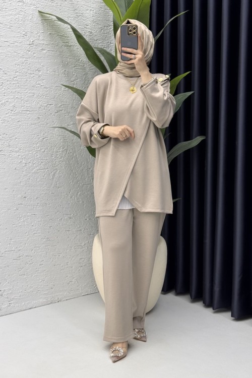 Sema Takım Tesettür Giyim  Taş Rengi