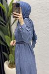 Şeniz Kot Elbise Tesettür Giyim  Mavi