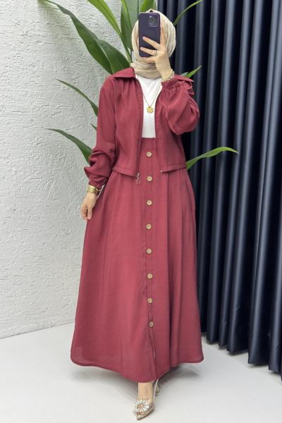 Seren Takım Tesettür Giyim Bordo